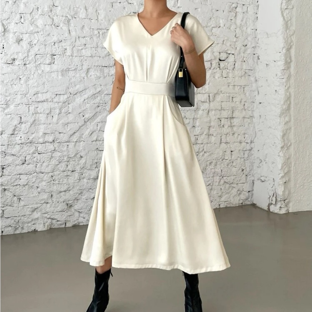 cream silk dress